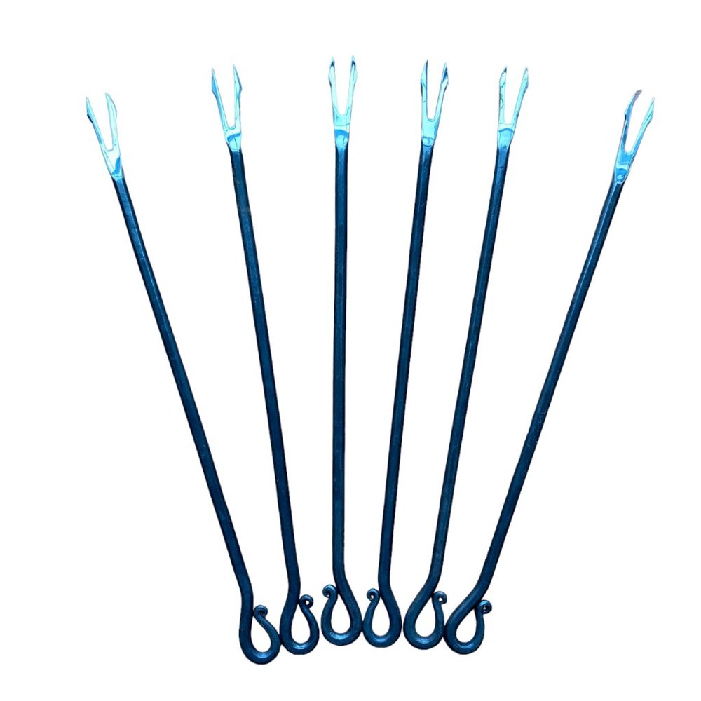 Hand Forged  Hand Crafted Fondue Skewer Forks Set of 6 Excellent Condition